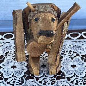 Handcrafted Brown Wood Elephant Sculpture - Home Art